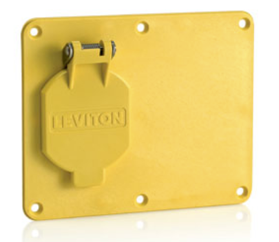 Leviton 3261W-Y 1, 1.56" Dia Single Receptacle w/ Weather-resistant Flip Lid, 1, Blank Coverplate Yellow
