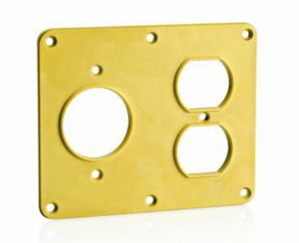 Leviton 3262-Y 1, 1.56" Dia Single Receptacle, 1, Duplex Receptacle Coverplate, Yellow Finish