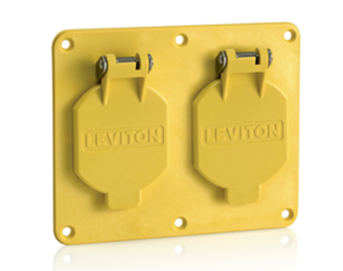 Leviton 3263W-Y 2, 1.56" Dia Single Receptacle Coverplate w/ Weather-resistant Flip Lid, Yellow Finish