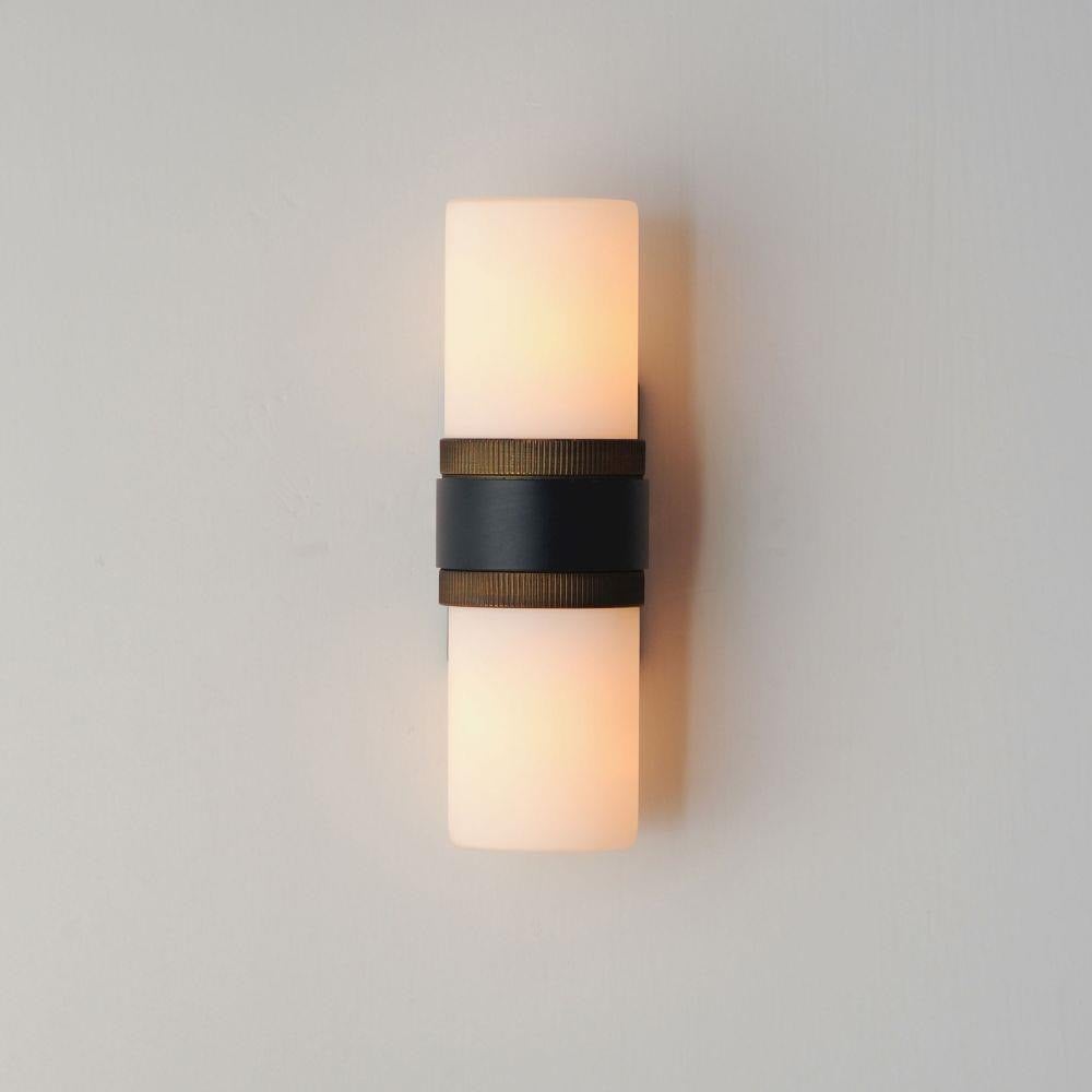 Maxim Lighting 32651SWBKAB Ruffles 2 Light Black and Antique Brass Outdoor Wall Light - Front View