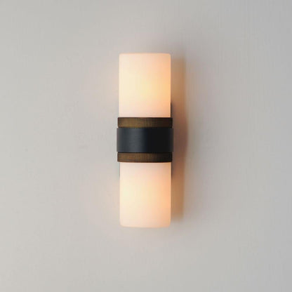 Maxim Lighting 32651SWBKAB Ruffles 2 Light Black and Antique Brass Outdoor Wall Light - Front View