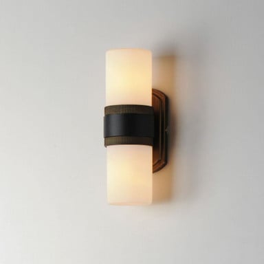 Maxim Lighting 32651SWBKAB Ruffles 2 Light Black and Antique Brass Outdoor Wall Light - Angle View