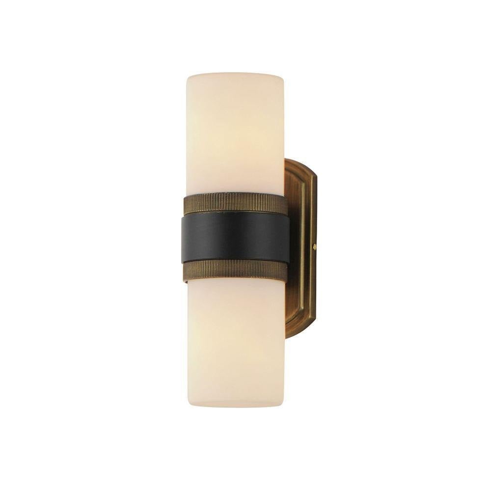 Maxim Lighting 32651SWBKAB Ruffles 2 Light Black and Antique Brass Outdoor Wall Light - Side Profile View