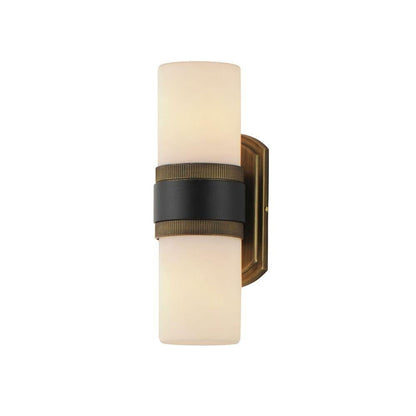 Maxim Lighting 32651SWBKAB Ruffles 2 Light Black and Antique Brass Outdoor Wall Light - Side Profile View