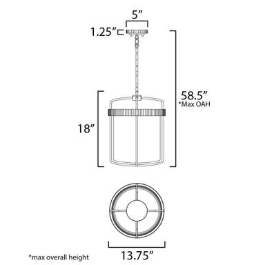 Maxim Lighting 32653SWBKAB Ruffles Pendant Dimensions Diagram