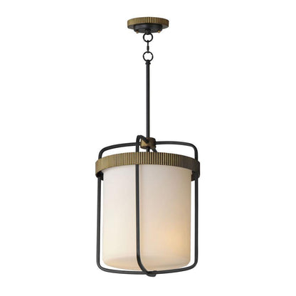 Maxim Lighting 32653SWBKAB Ruffles 3 Light Black/Antique Brass Pendant Full View White Background