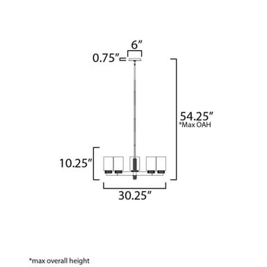 Maxim Lighting 32655SWBKAB Ruffles Chandelier - Dimension Diagram