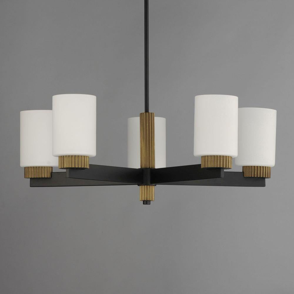 Maxim Lighting 32655SWBKAB Ruffles 5 Light 30 Inch Black and Antique Brass Chandelier Ceiling Light - Angle View