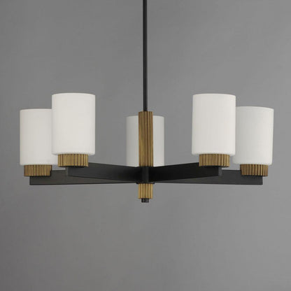 Maxim Lighting 32655SWBKAB Ruffles 5 Light 30 Inch Black and Antique Brass Chandelier Ceiling Light - Angle View