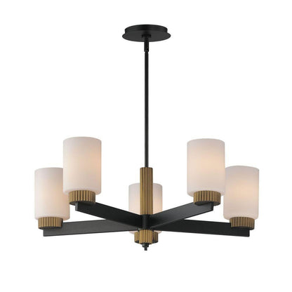 Maxim Lighting 32655SWBKAB Ruffles 5 Light 30 Inch Black and Antique Brass Chandelier Ceiling Light - Full View