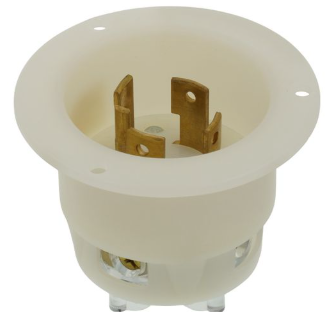 Leviton 2715 Industrial Grade Locking Flanged Inlet, 30A, 3P, NEMA L14-30P, White, 125/250V