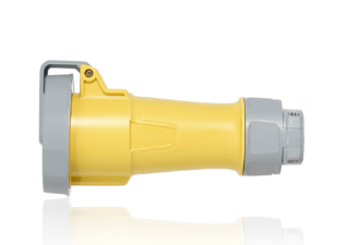 Leviton 330C4WLEV LEV Series Pin & Sleeve Connector, Watertight, 30A, 125V 2P, 3W, Yellow Finish