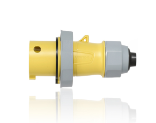 Leviton 330P4WLEVA 30A, 125V 2P, 3W, LEV Series Pin & Sleeve Plug w/ Screwless Clamp Assembly, Yellow Finish