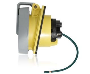 Leviton 330R4WLEV 30A, 125V 2P, 3W, LEV Series Pin & Sleeve Receptacle, Watertight, Yellow Finish
