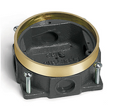 Lew Electric 332-DA Round, Shallow, Die Cast Aluminum, Semi-Adjustable Concrete Floor Box with Brass Tile Flange