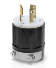 Leviton 3331-C 30A, 125/250V Non-NEMA, 3P, 3W, Locking Plug, Non-Grounding, Black/White