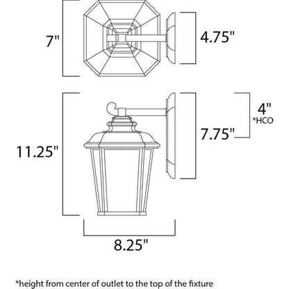 Maxim Lighting 3342WFBO Radcliffe Outdoor Wall Lantern dimensions diagram