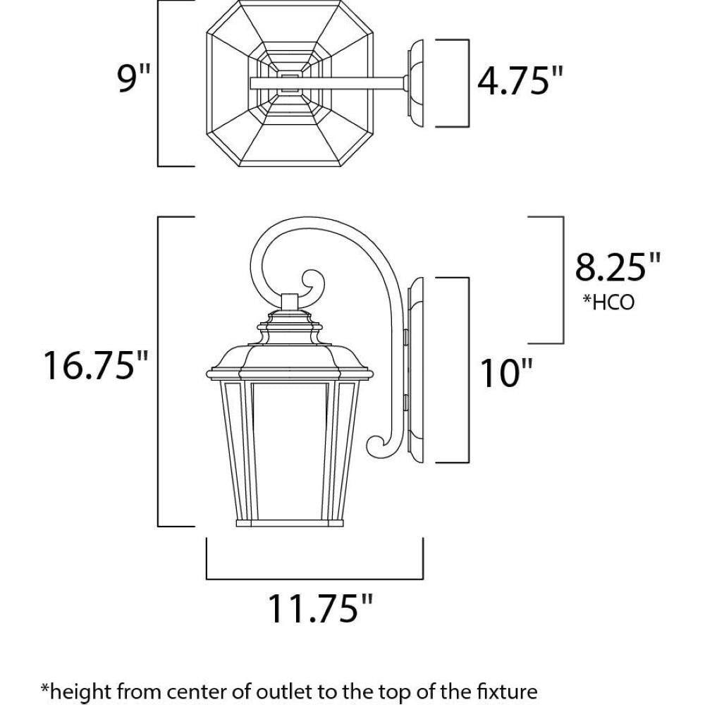 Maxim Lighting 3344WFBO Radcliffe Outdoor Wall Lantern Dimensions Diagram