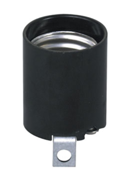 Leviton 3352-F Medium Base, 1 Piece, Keyless, Incandescent, Phenolic Lampholder, Bracket Mount, Single Circuit, Back Wired, Black Finish