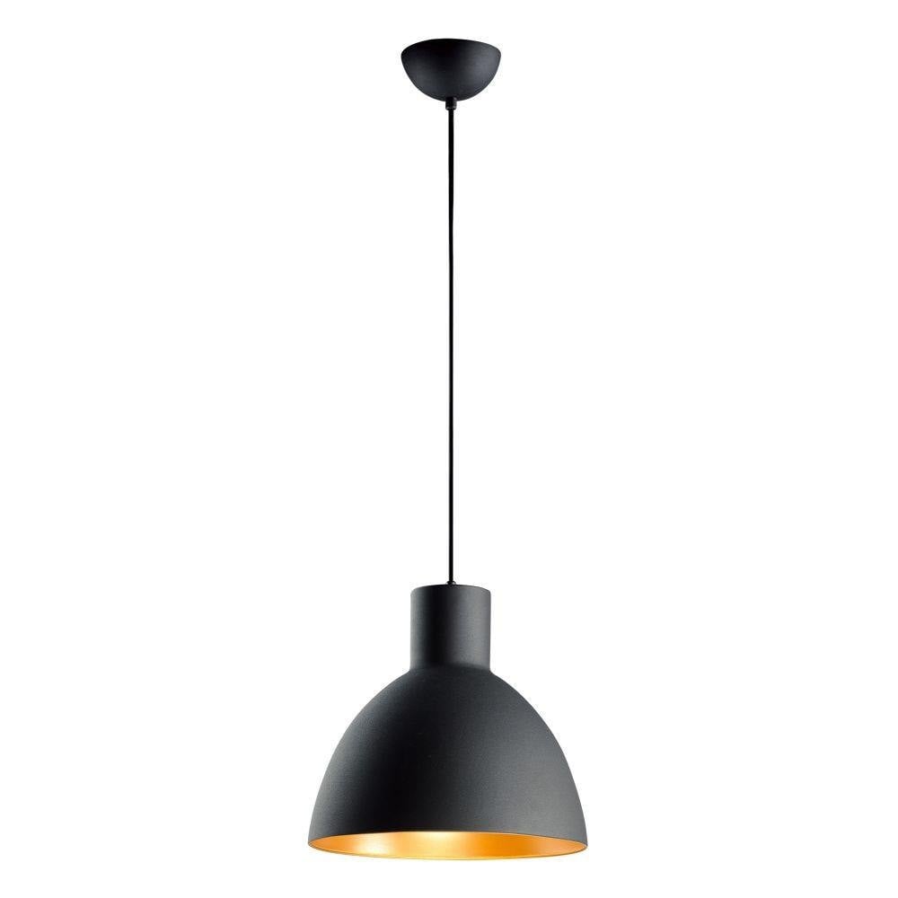 Maxim Lighting 11024SN Cora 1 Light Pendant Black with Gold Interior Full View on White Background