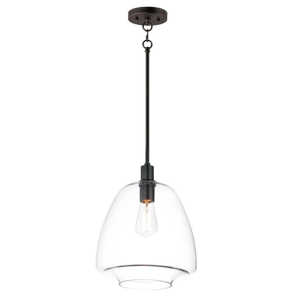 Maxim Lighting 11116CLSN Babylon 1 Light Satin Nickel Pendant Ceiling Light with Clear Bell Glass Shade - Full View