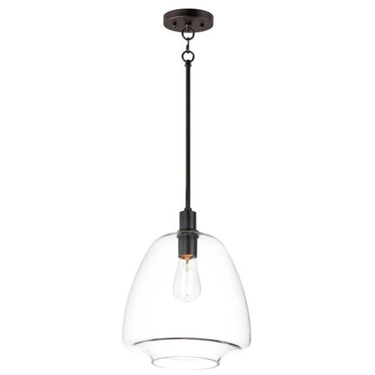Maxim Lighting 11116CLSN Babylon 1 Light Satin Nickel Pendant Ceiling Light with Clear Bell Glass Shade - Full View