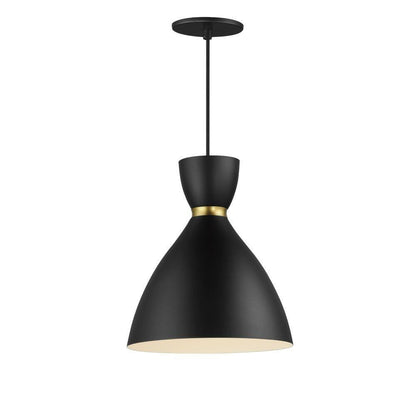 Maxim Lighting 11302BKSBR Carillon 1 Light Black Satin Brass Mini Pendant Ceiling Light