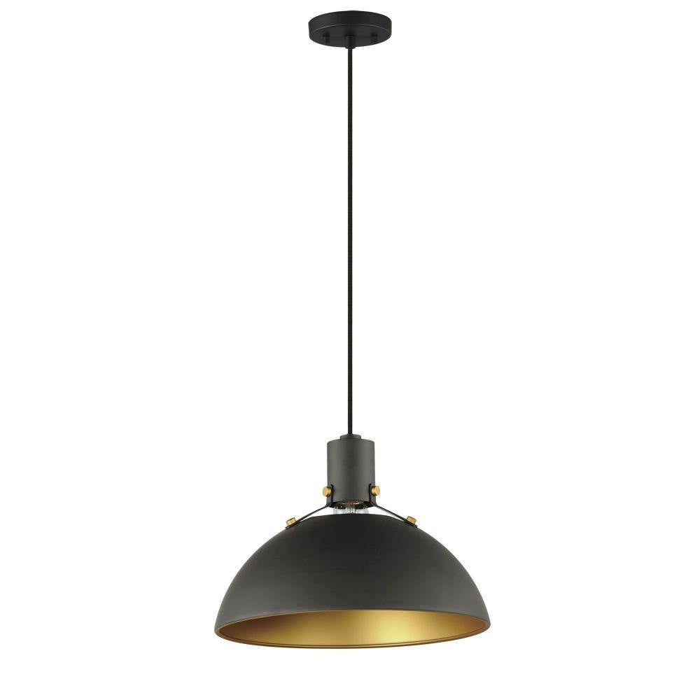 Maxim Lighting 12042ABBK Dawn 1 Light 12 inch Antique Brass/Black Pendant Ceiling Light - full length view