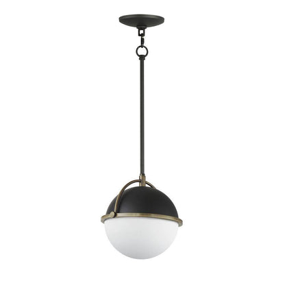 Maxim Lighting 12411SWBKWBR Duke 1 Light 9.5 Inch Black/Weathered Brass Pendant Ceiling Light - Full View