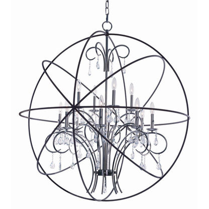 Maxim Lighting 25147ARPN Orbit 12 Light Pendant in Anthracite/Polished Nickel with Clear Crystal accents, product shot on white background