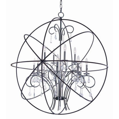 Maxim Lighting 25147OI Orbit 12 Light Oil Rubbed Bronze Globe Pendant with Cognac Crystal accents, product shot on white background