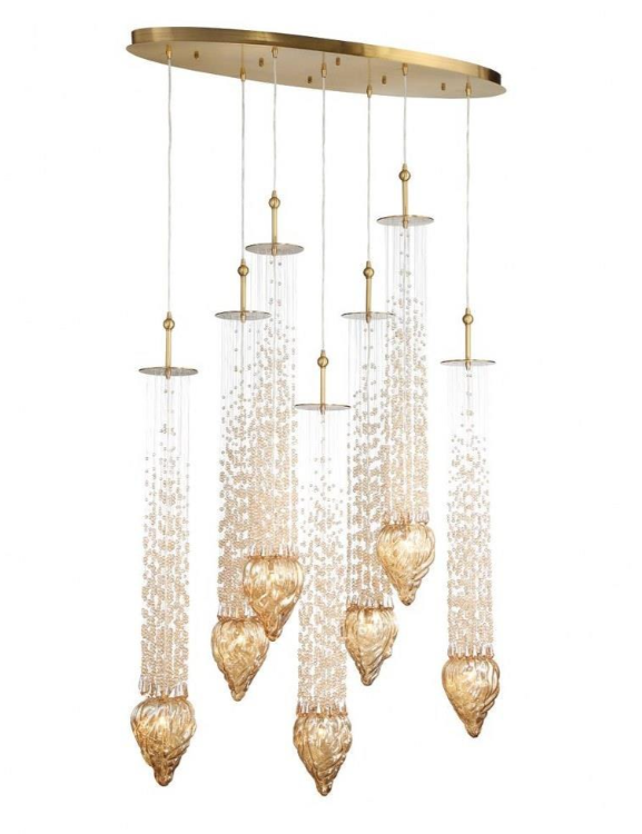 Eurofase Lighting 33748-016 Cascata 7 Light 6 inch Polished Gold Chandelier Ceiling Light