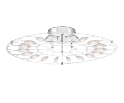Eurofase Lighting 34067-017 Rotolo 18 Light 22" Wide LED Semi-Flush Ceiling Fixture with Laser-Cut Glass Elliptical Shades, Wattage 18W, Chrome Finish