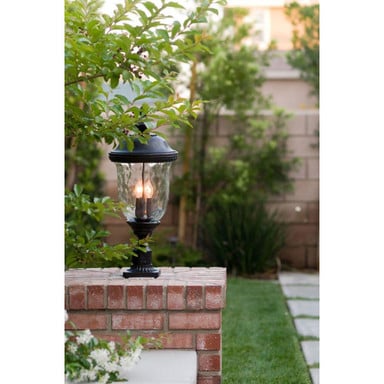 Maxim Lighting 3420WGOB Carriage House DC Oriental Bronze Outdoor Post Light - Lifestyle Garden View
