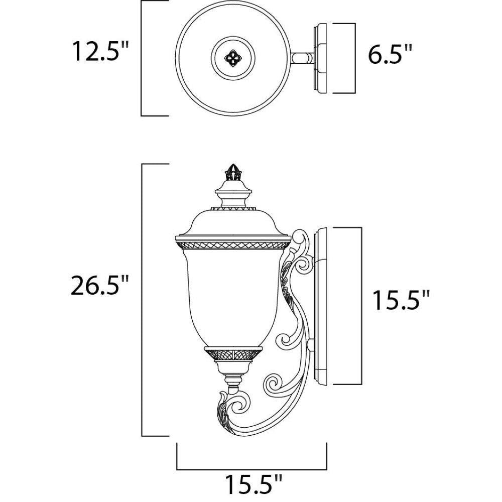 Maxim Lighting 3424WGOB Carriage House DC Outdoor Wall Lantern Dimensions Diagram