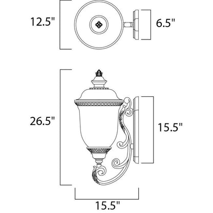 Maxim Lighting 3424WGOB Carriage House DC Outdoor Wall Lantern Dimensions Diagram
