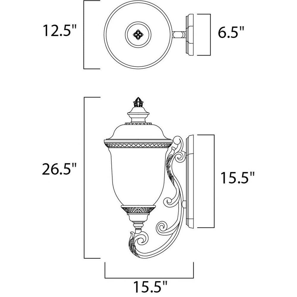 Maxim Lighting 3497WGOB Carriage House DC Outdoor Wall Lantern Dimension Diagram Side View