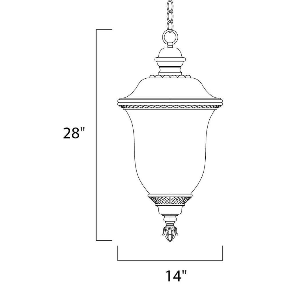 Maxim Lighting 3428WGOB Carriage House DC Outdoor Pendant Dimensions - 28 inch height by 14 inch width
