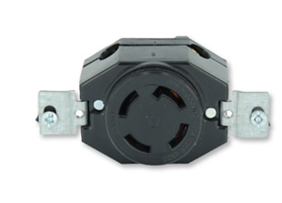 Leviton 3430 30A, 120/208V 3-Phase Y, NEMA Non-NEMA, 4P, 4W, Flush Mtg Locking Receptacle, Non-Grounding, Black Finish