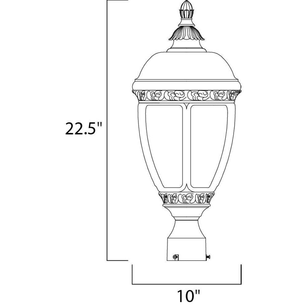 Maxim Lighting 3460CDSE Knob Hill DC Outdoor Post Mount Light - Dimensions Diagram 22.5 inch Height 10 inch Width
