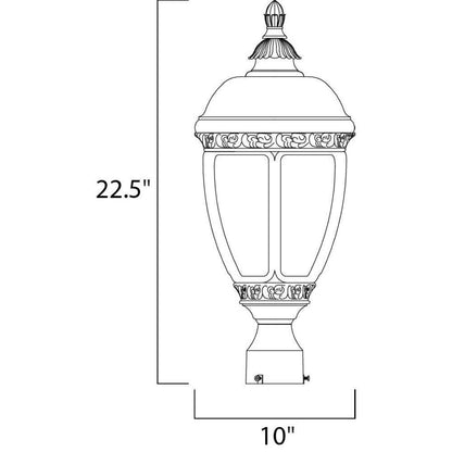 Maxim Lighting 3460CDSE Knob Hill DC Outdoor Post Mount Light - Dimensions Diagram 22.5 inch Height 10 inch Width