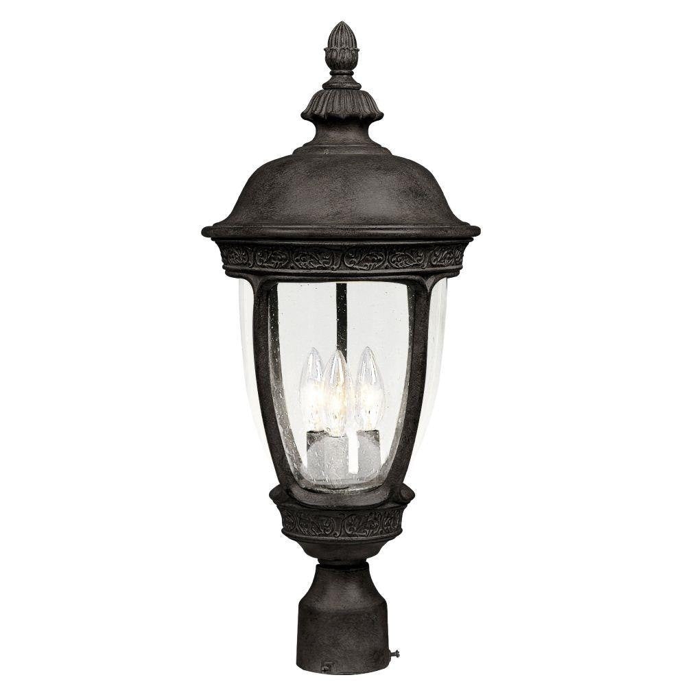 Maxim Lighting 3460CDSE Knob Hill DC 3 Light 10 inch Sienna Outdoor Post Mount Light
