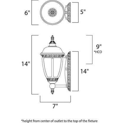 Maxim Lighting 3462CDSE Knob Hill DC Outdoor Wall Lantern Dimensions Diagram