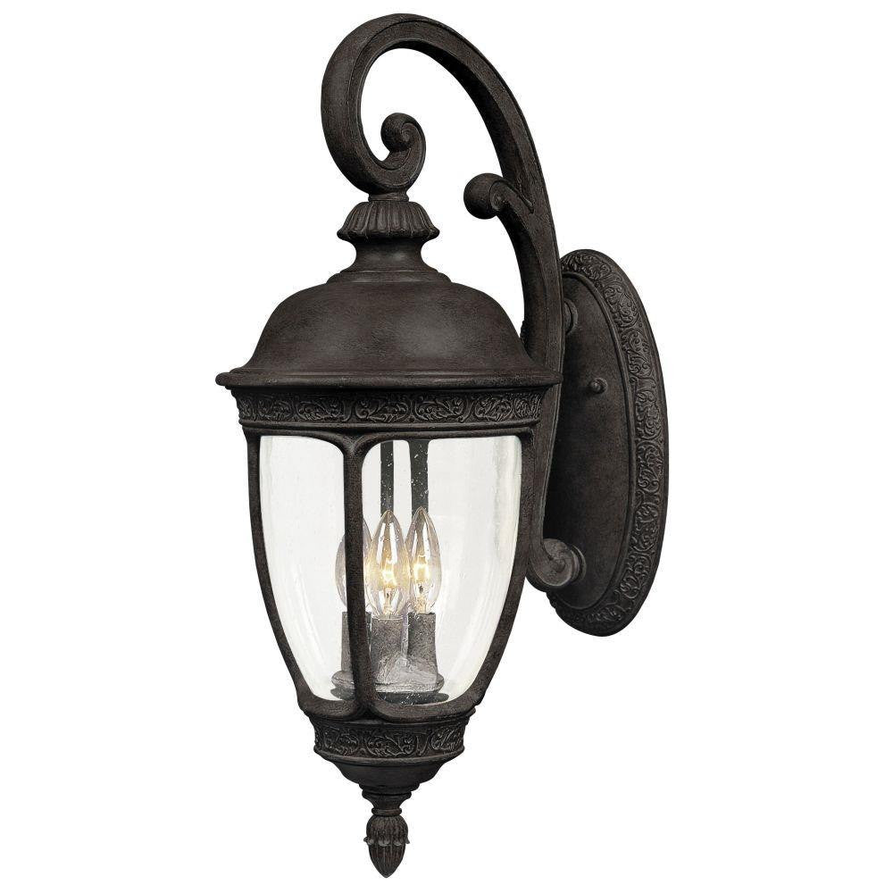 Maxim Lighting 3464CDSE Knob Hill DC 3 Light 19.5 inch Sienna Outdoor Wall Lantern with Seedy Glass