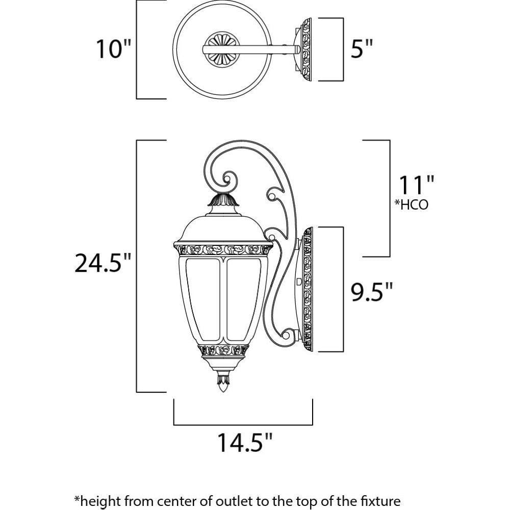 Maxim Lighting 3465CDSE Knob Hill DC Outdoor Wall Lantern Dimensions Diagram