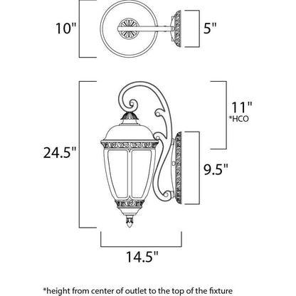 Maxim Lighting 3465CDSE Knob Hill DC Outdoor Wall Lantern Dimensions Diagram