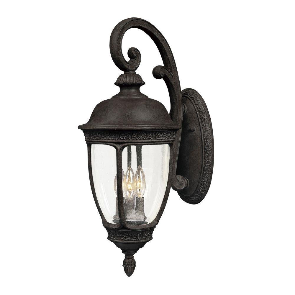 Maxim Lighting 3466CDSE Knob Hill DC 3 Light Sienna Outdoor Wall Lantern with Seedy Glass
