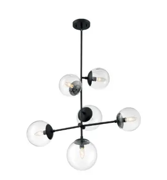 Nuvo 60-7135 Sky Series Pendant Light w/ Clear Glass, Wattage 60W, Matte Black
