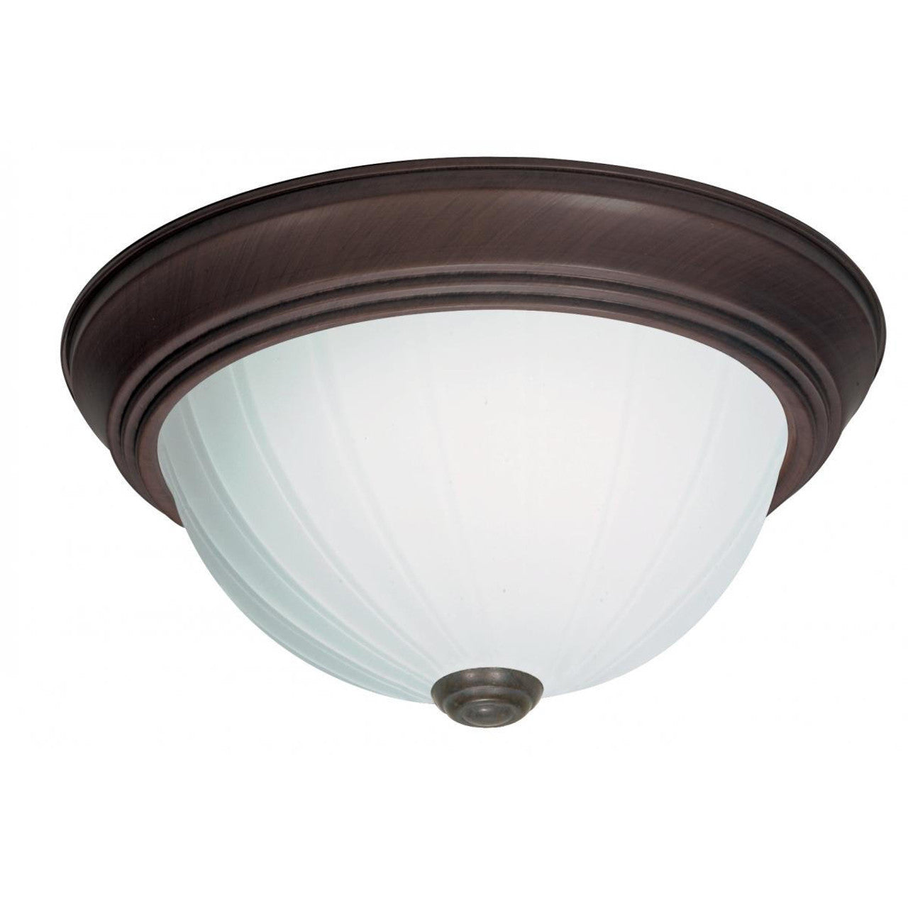 Nuvo SF76-248 3 Light 15" Flush Mount Light Fixture, Frosted Melon Glass, Old Bronze