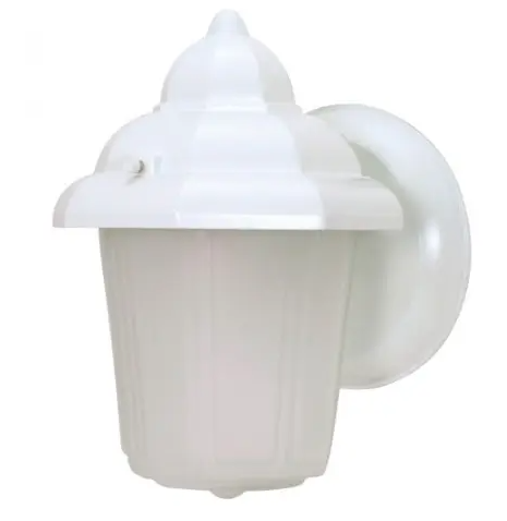 Nuvo 60-639 9" Hooded Wall Lantern, Satin Frosted Glass, White Finish